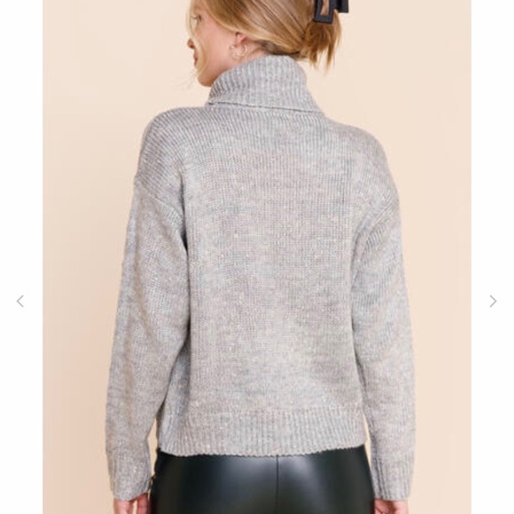 Dee Elly Grey Woven Turtleneck Pullover Sweater - Picture 11 of 12